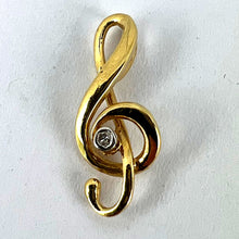 Load image into Gallery viewer, French Music Treble Clef Diamond 18K Yellow Gold Charm Medal Pendant
