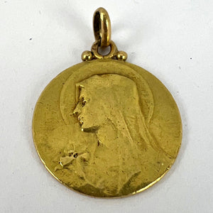 French Becker Virgin Mary 18K Yellow Gold Pendant Medal