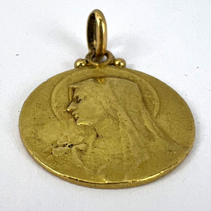 French Becker Virgin Mary 18K Yellow Gold Pendant Medal