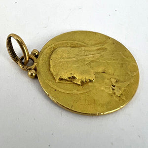 French Becker Virgin Mary 18K Yellow Gold Pendant Medal