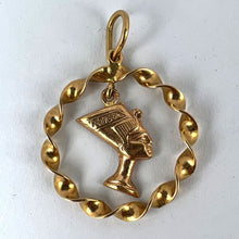Load image into Gallery viewer, Egyptian Queen Nefertiti Bust Circle 18K Yellow Gold Charm Pendant
