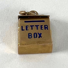 Load image into Gallery viewer, Vintage 9K Yellow Gold Letterbox Letter from Mother Enamel Charm Pendant
