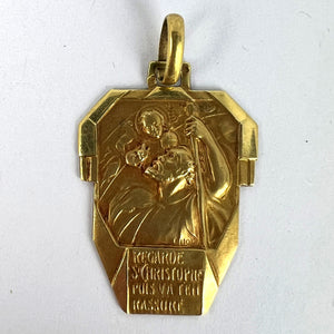 Antique French Holy Saint Christopher 18K Yellow Gold Charm Pendant