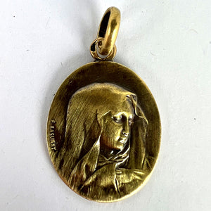 French Rasumny 18K Yellow Gold Virgin Mary Charm Pendant Medal