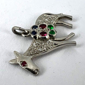 Art Deco Donkey Mule Horse Platinum Diamond Ruby Sapphire Emerald Charm Pendant