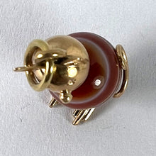 Load image into Gallery viewer, Vintage 18K Yellow Gold Banded Agate Bead Cat Charm Pendant
