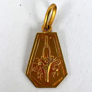 French Yellow Gold Flower Basket Charm Pendant