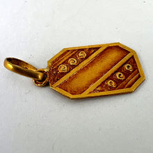 Load image into Gallery viewer, French Art Nouveau Stripes and Roses Yellow Gold Charm Pendant
