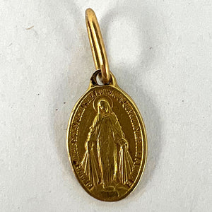 Mini Virgin Mary Miraculous Medal 18K Yellow Gold Charm Pendant