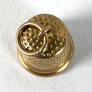 Vintage Cropp and Farr Thimble 9K Yellow Gold Charm Pendant
