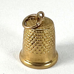 Vintage Cropp and Farr Thimble 9K Yellow Gold Charm Pendant