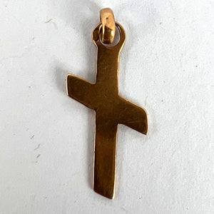 French 18K Yellow Gold Angled Cross Charm Pendant