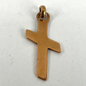 French 18K Yellow Gold Angled Cross Charm Pendant