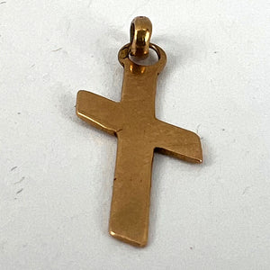 French 18K Yellow Gold Angled Cross Charm Pendant