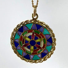 Load image into Gallery viewer, French Window Plique A Jour Enamel 18K Yellow Gold Pendant Medal

