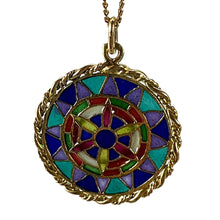 Load image into Gallery viewer, French Window Plique A Jour Enamel 18K Yellow Gold Pendant Medal
