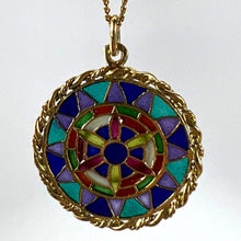 Load image into Gallery viewer, French Window Plique A Jour Enamel 18K Yellow Gold Pendant Medal
