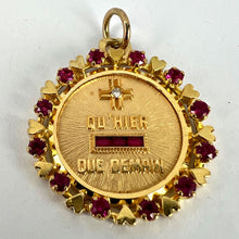 Load image into Gallery viewer, Vintage French Augis Plus Qu’Hier Heart Halo 18K Yellow Gold Love Medal Pendant
