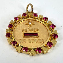 Load image into Gallery viewer, Vintage French Augis Plus Qu’Hier Heart Halo 18K Yellow Gold Love Medal Pendant
