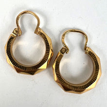 Load image into Gallery viewer, Vintage French 18 Karat Yellow Gold Lever Back Faceted Hoop Earrings
