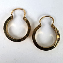 Load image into Gallery viewer, Vintage French 18 Karat Yellow Gold Lever Back Ridged Hoop Earrings
