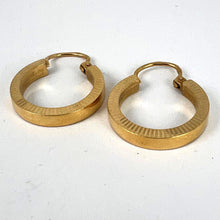 Load image into Gallery viewer, Vintage French 18 Karat Yellow Gold Lever Back Ridged Hoop Earrings
