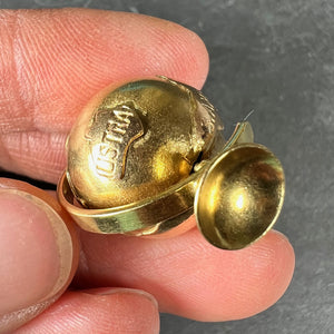 18K Yellow Gold Spinning Globe Charm Pendant