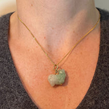 Load image into Gallery viewer, Vintage Carved Green Jade Rooster 9K Yellow Gold Charm Pendant
