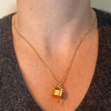 Load image into Gallery viewer, Vintage 8 Karat Yellow Gold Old Fashioned Steam Iron Charm Pendant

