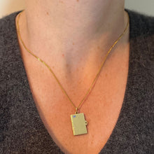 Load image into Gallery viewer, Vintage Envelope and Letter 14K Yellow Gold Enamel Stamp Charm Pendant
