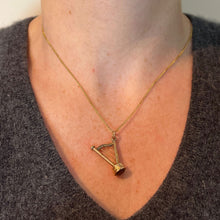 Load image into Gallery viewer, Vintage Gold Plated Carnelian Harp Fob Charm Pendant
