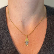 Load image into Gallery viewer, Vintage Girl Doll 18K Yellow White Gold Charm Pendant
