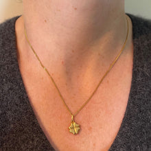 Load image into Gallery viewer, Vintage Puffy Shamrock Lucky Four-Leaved Clover 18K Yellow Gold Charm Pendant
