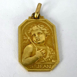 French Saint John the Baptist Jean 18K Yellow Gold Charm Pendant