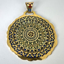 Load image into Gallery viewer, Notre Dame Paris Rose Window Plique A Jour Enamel 18K Yellow Gold Pendant Medal
