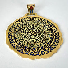 Load image into Gallery viewer, Notre Dame Paris Rose Window Plique A Jour Enamel 18K Yellow Gold Pendant Medal
