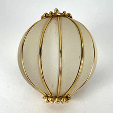 Load image into Gallery viewer, Huge Frosted Glass 18K Yellow Gold Gadrooned Spherical Pendant
