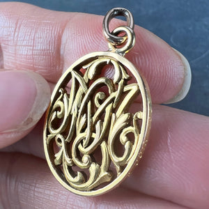 Antique French 18K Yellow Gold OM/MO Initials Monogram Charm Pendant