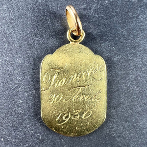 French Religious 18K Yellow Gold St Therese Charm Pendant
