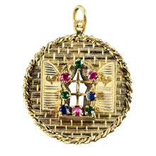 Load image into Gallery viewer, French Open Window Love Heart 18K Yellow Gold Gem Set Pendant
