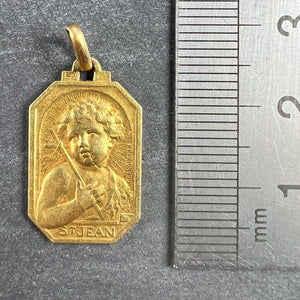 French Saint John the Baptist Jean 18K Yellow Gold Charm Pendant