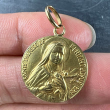 Load image into Gallery viewer, French St Therese 18K Yellow Gold Religious Medal Pendant
