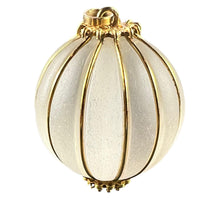Load image into Gallery viewer, Huge Frosted Glass 18K Yellow Gold Gadrooned Spherical Pendant
