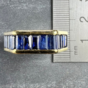 Hexagonal 6 Carat Blue Sapphire 18K Yellow Gold Eternity Ring