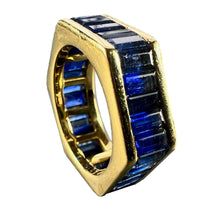 Load image into Gallery viewer, Hexagonal 6 Carat Blue Sapphire 18K Yellow Gold Eternity Ring
