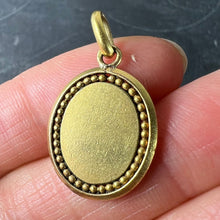 Load image into Gallery viewer, French Dropsy Virgin Mary Blue Enamel 18K Yellow Gold Religious Pendant Medal
