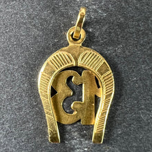Load image into Gallery viewer, Vintage French Good Luck Horseshoe Number 13 18K Yellow Gold Lucky Charm Pendant

