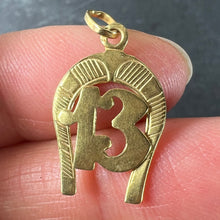 Load image into Gallery viewer, Vintage French Good Luck Horseshoe Number 13 18K Yellow Gold Lucky Charm Pendant
