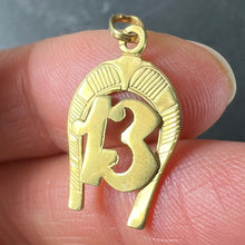 Load image into Gallery viewer, Vintage French Good Luck Horseshoe Number 13 18K Yellow Gold Lucky Charm Pendant
