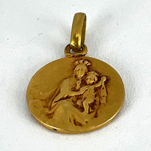 Load image into Gallery viewer, French Dropsy Sacred Heart Madonna and Child 18K Yellow Gold Medal Pendant
